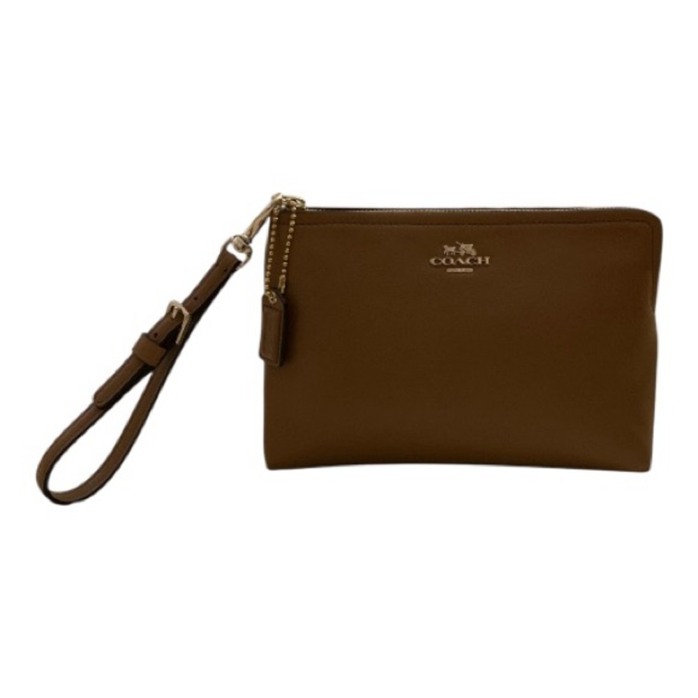 NWOT Coach Tan Leather Corner Zip Wristlet/Clutch
